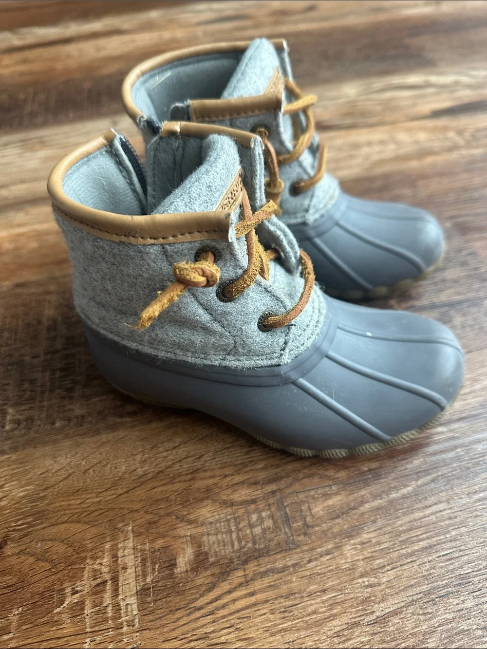 Sperry Kids Gray and Tan Duck Boots